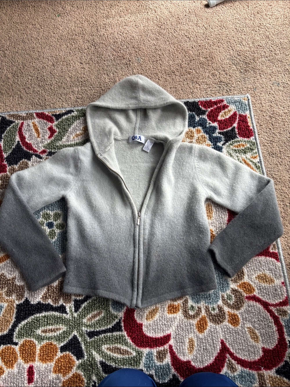 Soft Light Gray Zip-Up Knit Sweater
